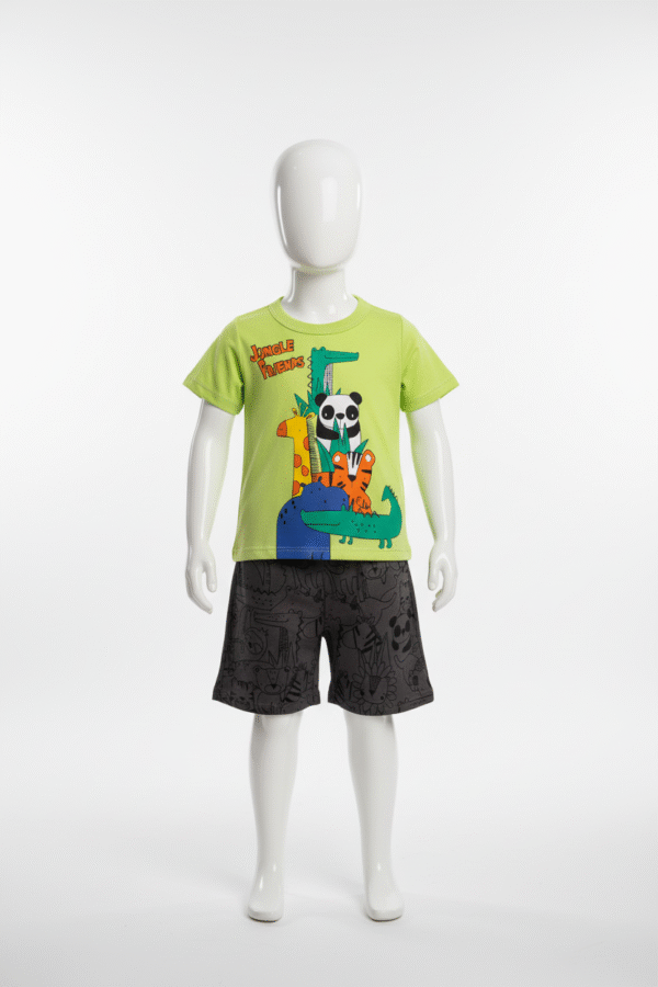 CJ MASC. CAMISETA M/M BERMUDA MOLETINHO - JUNGLE FRIENDS 1-2-3