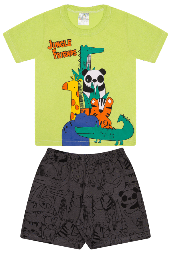 CJ MASC. CAMISETA M/M BERMUDA MOLETINHO - JUNGLE FRIENDS 1-2-3