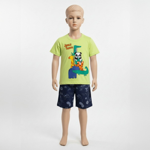 CJ MASC. CAMISETA M/M BERMUDA MOLETINHO - JUNGLE FRIENDS 1-2-3