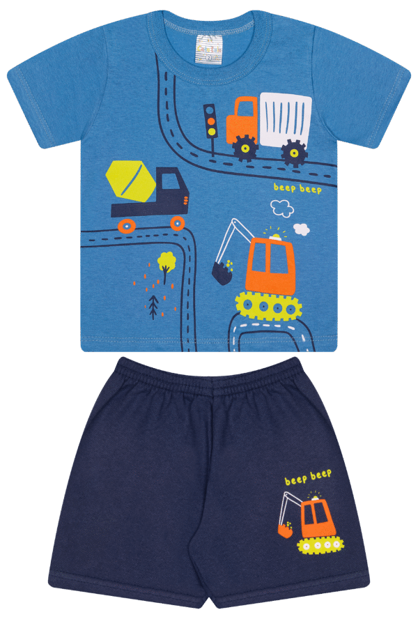 CJ MASC. CAMISETA M/M BERMUDA MOLETINHO - CAR BEEP BEEP 1-2-3