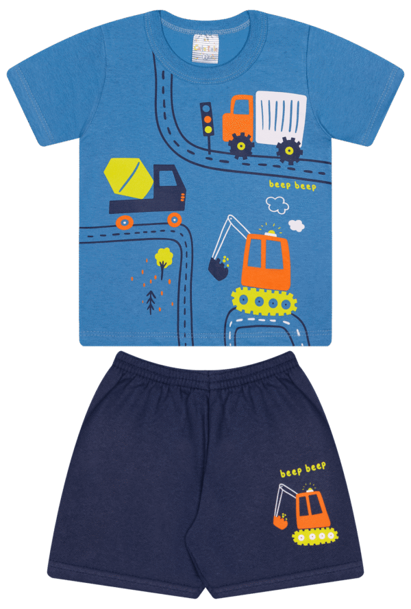 CJ MASC. CAMISETA M/M BERMUDA MOLETINHO - CAR BEEP BEEP 1-2-3 - Imagem 2