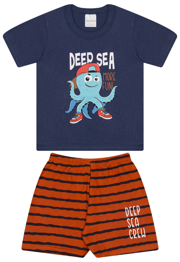 CJ MASC. CAMISETA M/M BERMUDA MOLETINHO - DEEP SEA MORE FUNI 1-2-3