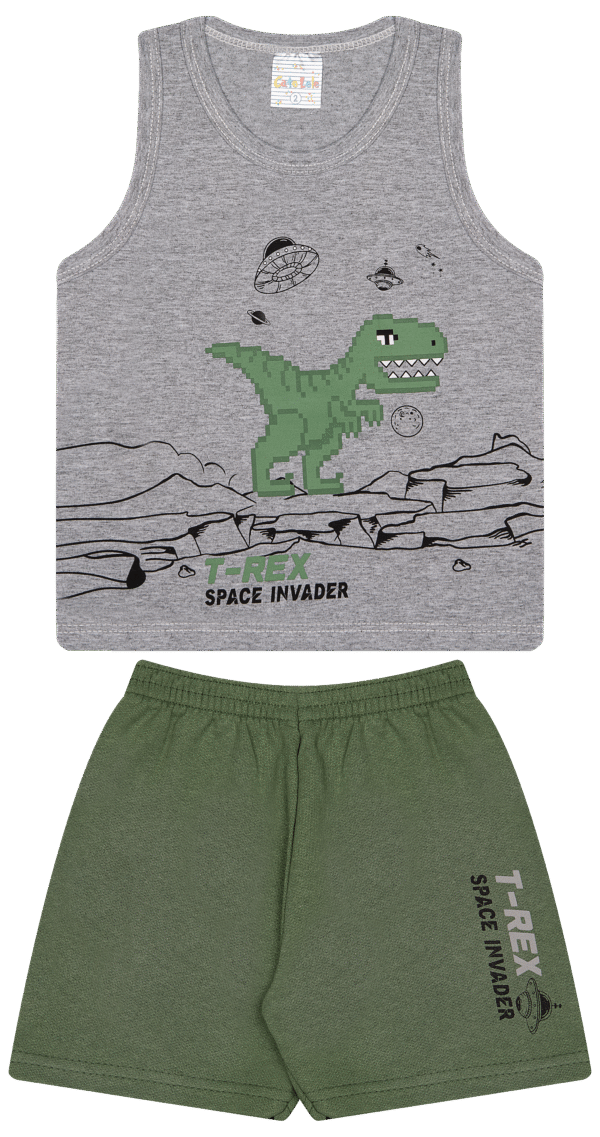 CJ MASC. REGATA M/M BERMUDA MOLETINHO - T- REX SPACE INVADER 1-2-3