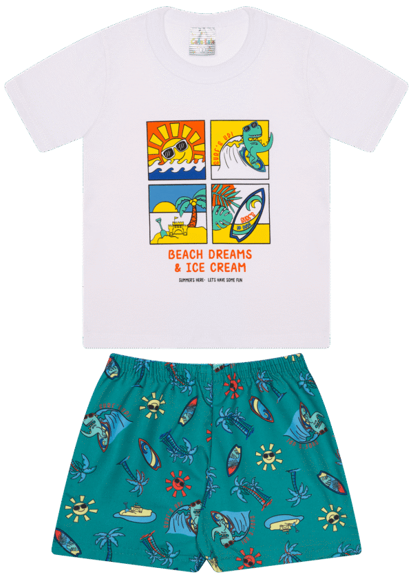 CJ MASC. CAMISETA M/M BERMUDA MICROFIBRA - BEACH DREANS 1-2-3 - Imagem 2