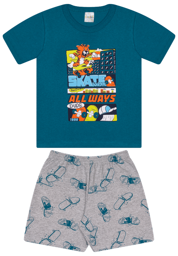 CJ MASC. CAMISETA M/M BERMUDA MOLETINHO - ALL WAYS SKATE DUDE 4-6-8