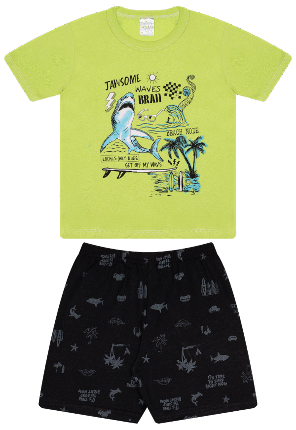 CJ MASC. CAMISETA M/M BERMUDA MOLETINHO - JAWSOME WAVES BRAII BEACH 4-6-8