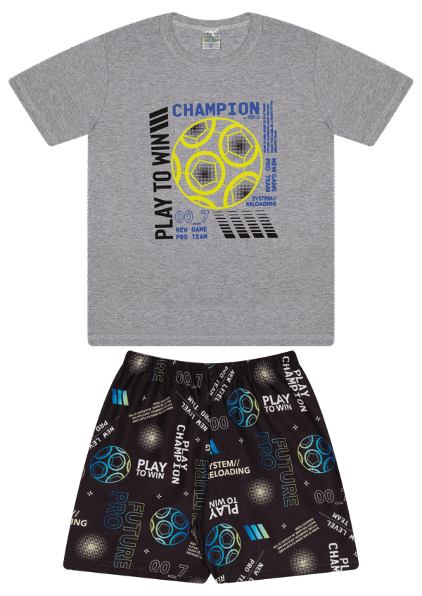 CJ MASC. CAMISETA M/M BERMUDA MICROFIBRA - PLAY TO WIN CHAMPION 10-12-14 - Imagem 2