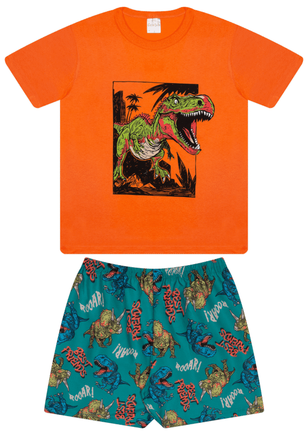 CJ MASC. CAMISETA M/M BERMUDA MICROFIBRA - DINOSSAURO 10-12-14 - Imagem 2