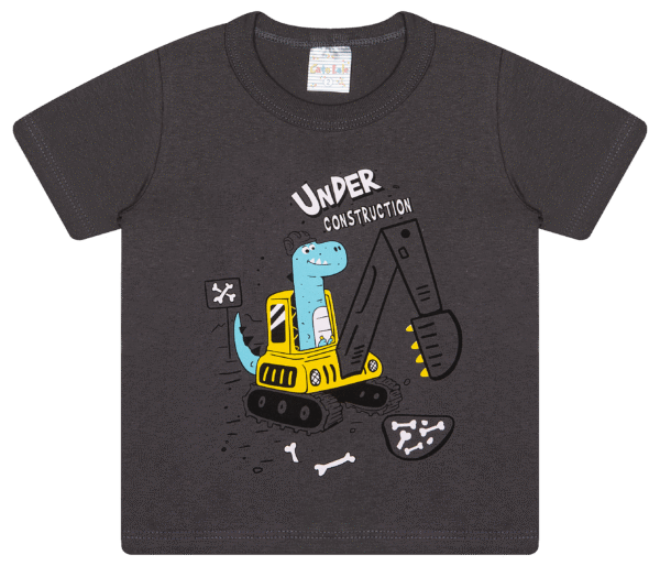 CAMISETA MASC. M/M GOLA REDONDA - UNDER CONSTRUCTION DINO 1-2-3