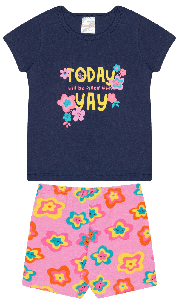 CJ FEM. BLUSA COTTON CICLISTA COTTON - TODAY WILL BE FILLED WITH FLOWER 1-2-3