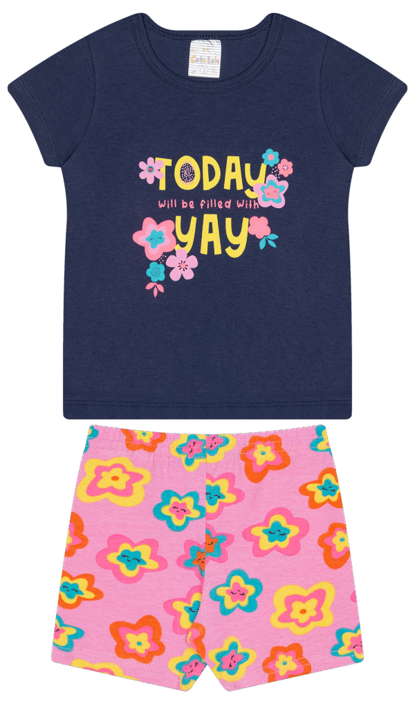 CJ FEM. BLUSA COTTON CICLISTA COTTON - TODAY WILL BE FILLED WITH FLOWER 1-2-3