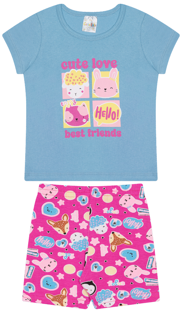 CJ FEM. BLUSA COTTON CICLISTA COTTON - CUTE LOVE BEST FRIENDS 1-2-3