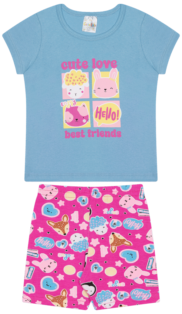 CJ FEM. BLUSA COTTON CICLISTA COTTON - CUTE LOVE BEST FRIENDS 1-2-3