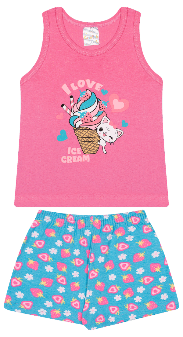CJ FEM. REGATA COTTON SHORTS COTTON - I LOVE ICE CREAN 1-2-3