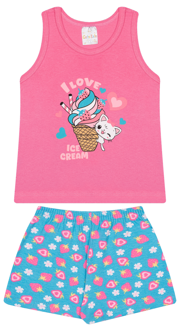 CJ FEM. REGATA COTTON SHORTS COTTON - I LOVE ICE CREAN 1-2-3