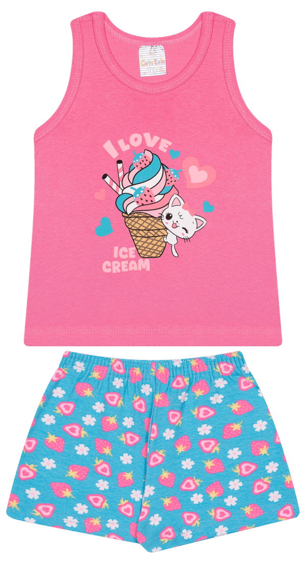 CJ FEM. REGATA COTTON SHORTS COTTON - I LOVE ICE CREAN 1-2-3 - Imagem 2