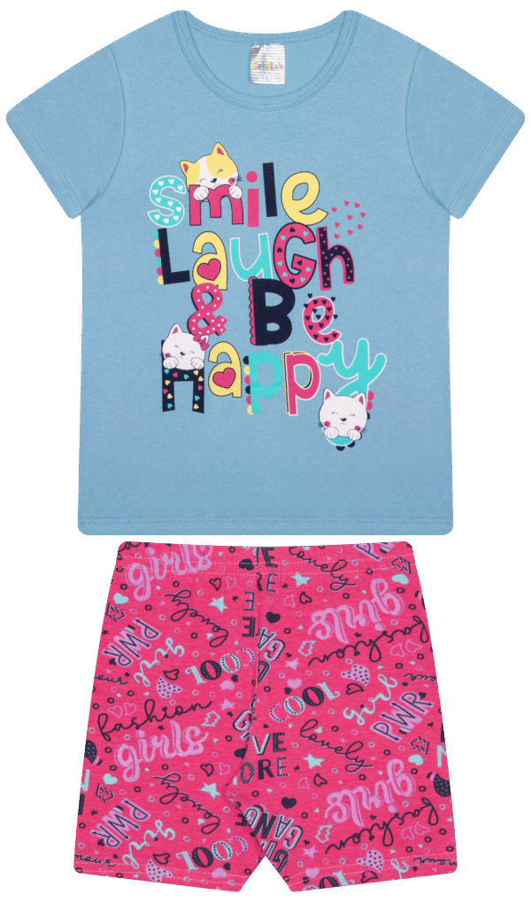 CJ FEM. BLUSA COTTON CICLISTA COTTON - SMILE LAUGH BE HAPPY 4-6-8