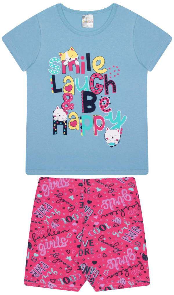 CJ FEM. BLUSA COTTON CICLISTA COTTON - SMILE LAUGH BE HAPPY 4-6-8