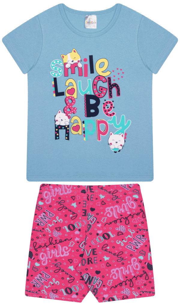 CJ FEM. BLUSA COTTON CICLISTA COTTON - SMILE LAUGH BE HAPPY 4-6-8 - Imagem 2