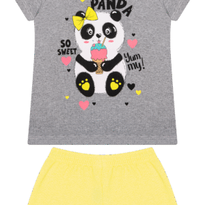 CJ FEM. BLUSA COTTON SHORTS MOLETINHO - PANDA SO SWEET 4-6-8