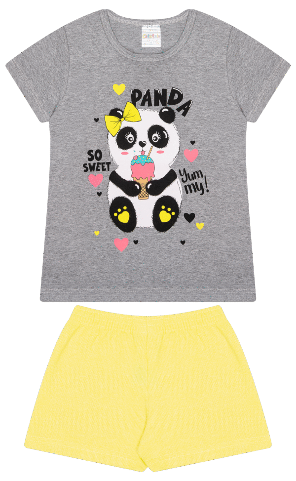 CJ FEM. BLUSA COTTON SHORTS MOLETINHO - PANDA SO SWEET 4-6-8