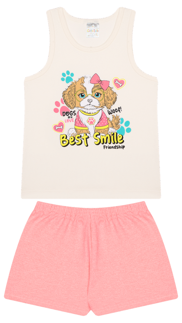 CJ FEM. REGATA COTTON SHORTS MOLETINHO - BEST SMILE DOGS ARE LOVE 4-6-8