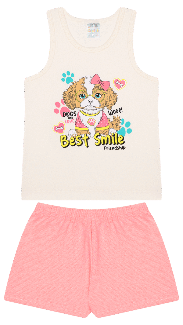 CJ FEM. REGATA COTTON SHORTS MOLETINHO - BEST SMILE DOGS ARE LOVE 4-6-8
