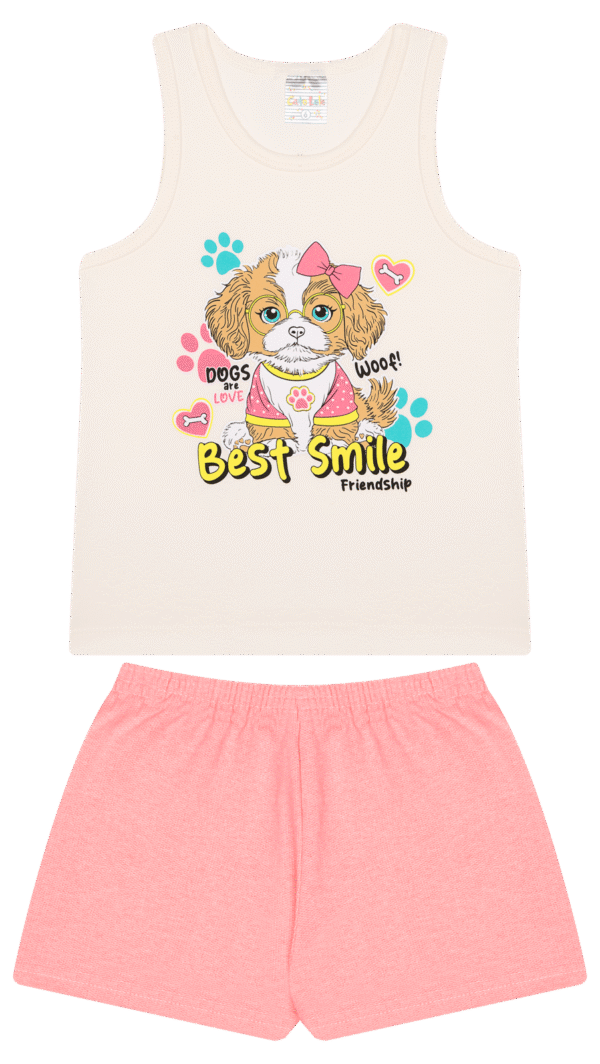 CJ FEM. REGATA COTTON SHORTS MOLETINHO - BEST SMILE DOGS ARE LOVE 4-6-8 - Imagem 2