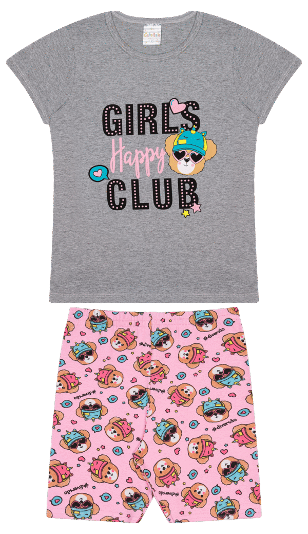 CJ FEM. BLUSA COTTON CICLISTA COTTON - GIRLS HAPPY CLUB 10-12-14