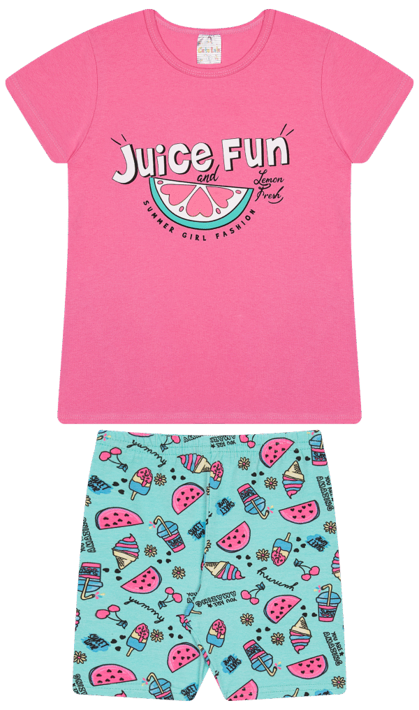 CJ FEM. BLUSA COTTON CICLISTA COTTON - JUICE FUN AND SUMMER LEMON 10-12-14