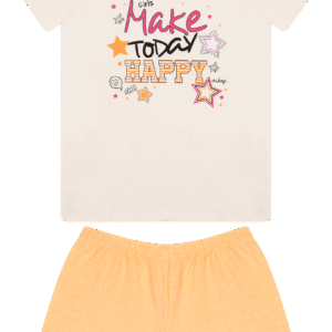 CJ FEM. BLUSA COTTON SHORTS MOLETINHO - MAKE TODAY HAPPY GIRLS 10-12-14