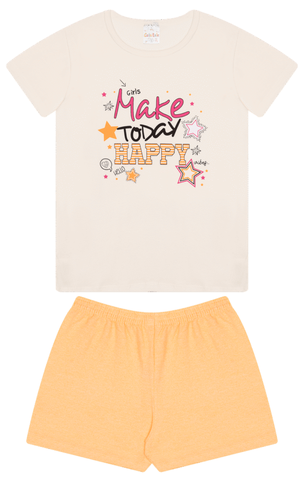 CJ FEM. BLUSA COTTON SHORTS MOLETINHO - MAKE TODAY HAPPY GIRLS 10-12-14 - Imagem 2