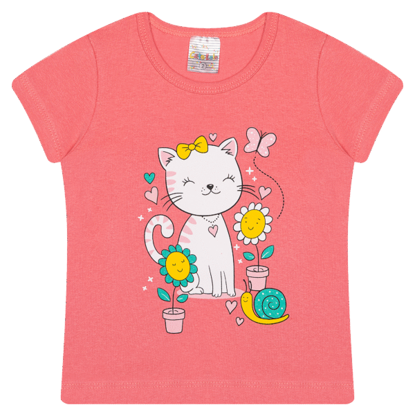 BLUSA FEM. COTTON - CUTE KITTY 1-2-3