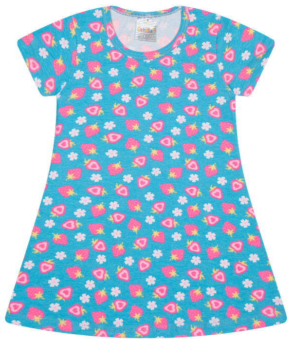 VESTIDO FEM. COTTON C/ MANGA - ESTAMPA ROTATIVA 1-2-3