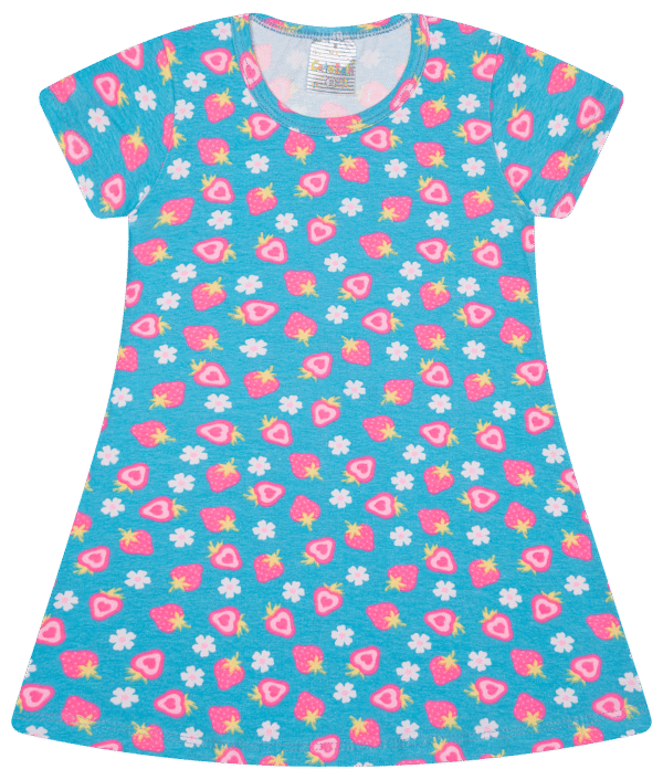 VESTIDO FEM. COTTON C/ MANGA - ESTAMPA ROTATIVA 1-2-3