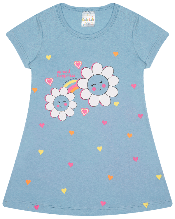 VESTIDO FEM. COTTON C/ MANGA - SPREAD HAPPINESS 1-2-3