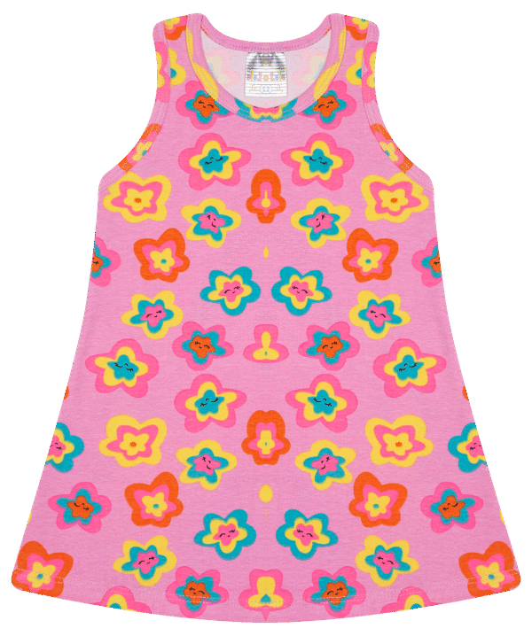 VESTIDO FEM. COTTON REGATA - ESTAMPA ROTATIVA 1-2-3