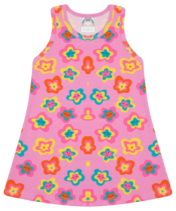 VESTIDO FEM. COTTON REGATA - ESTAMPA ROTATIVA 1-2-3