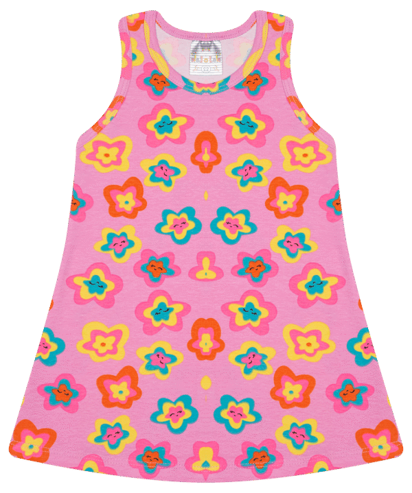 VESTIDO FEM. COTTON REGATA - ESTAMPA ROTATIVA 1-2-3 - Imagem 2