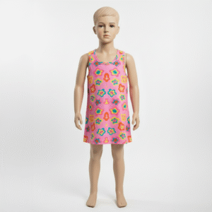 VESTIDO FEM. COTTON REGATA - ESTAMPA ROTATIVA 1-2-3