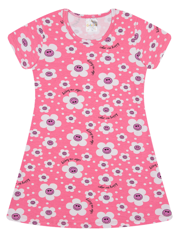VESTIDO FEM. COTTON C/ MANGA - ESTAMPA ROTATIVA 4-6-8