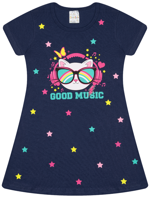 VESTIDO FEM. COTTON C/ MANGA - GOOD MUSIC 4-6-8