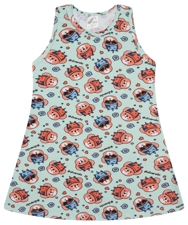 VESTIDO FEM. COTTON REGATA - ESTAMPA ROTATIVA 4-6-8