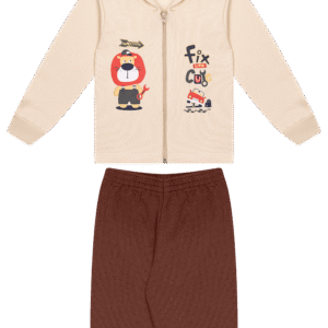 CJ.MASC.MOLETOM JAQUETA C/CAPUZ - FIX LION CUTE 1-2-3