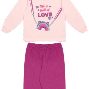 CJ.FEM.MOLETOM C/CAPUZ - LIFE IS FULL OF LOVE  1-2-3