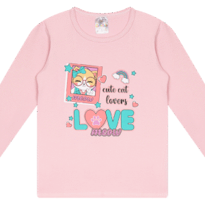 BLUSA ML. FEM. COTTON - CUTE CAT LOVERS 4-6-8